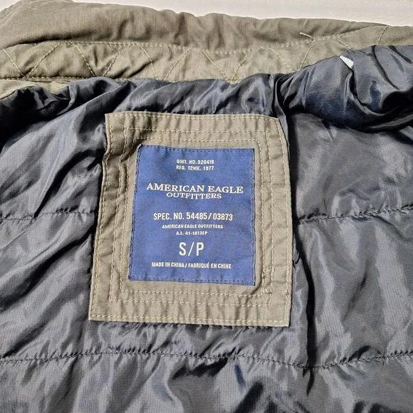 American Eagle Canvas Military Chore Jacket Mens S Green Quilted Lined Tactical - Picture 6 of 10